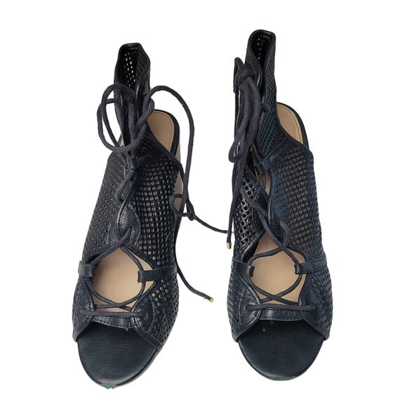 Aldo Alicya Perforated Lace Up Open Toe Block Heel Sandal, Size 8, EUC - Picture 7 of 11